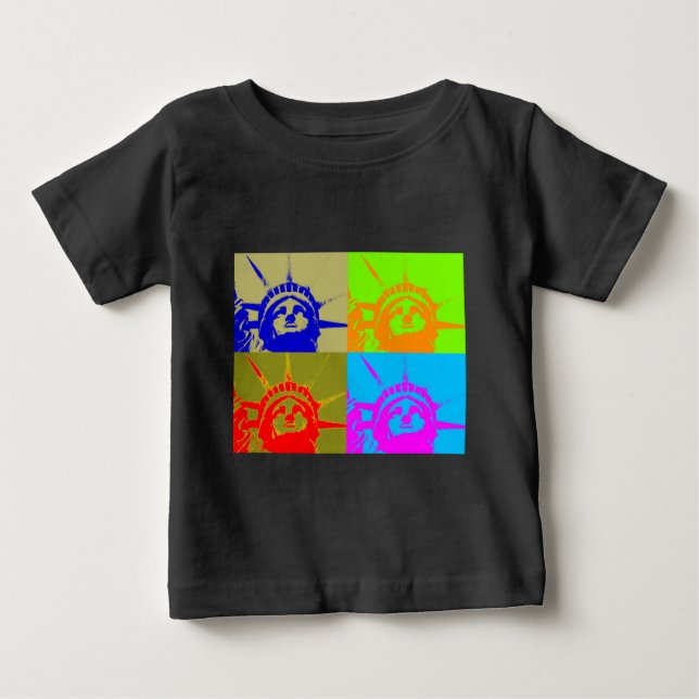 4 Färg Pop Art Dam Liberty Tee (Framsida)