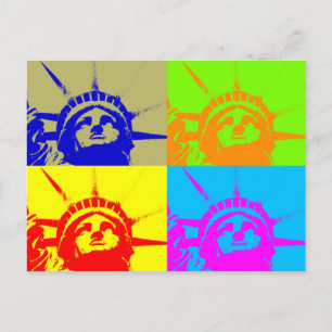 4 Färg Pop Art Dam Liberty Vykort