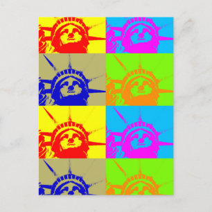 4 Färg Pop Art Dam Liberty Vykort