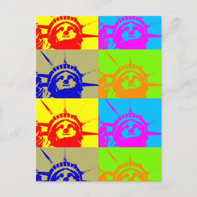 4 Färg Pop Art Dam Liberty Vykort (Framsida)