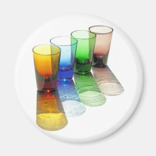 4 färgade coctail sköt exponeringsglas - stil 6 magnet