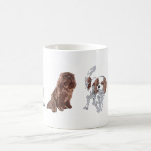 4 färger av stolt Spaniels för kung Charles. Mug Kaffemugg