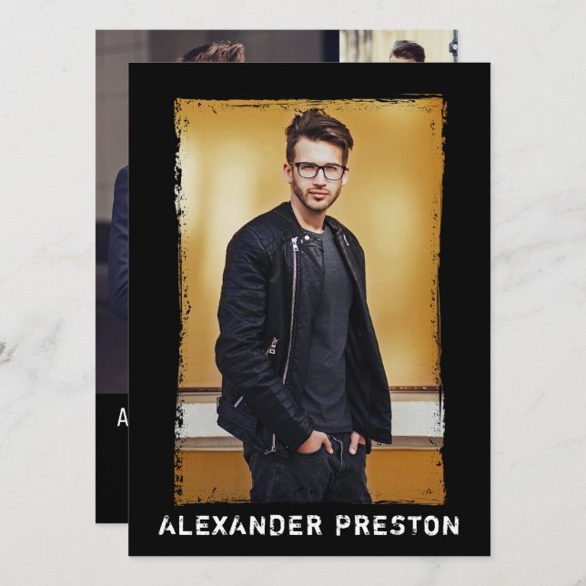 4 FoModel Actor Comp Card Grunge 5,5 x 7,5 Inbjudningar (Fram/baksida)