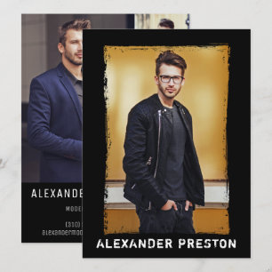 4 FoModel Actor Comp Card Grunge 5,5 x 7,5 Inbjudningar