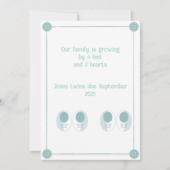 4 fot, 2 örhängenhet med två Gravider avisering Inbjudningar (Framsida)