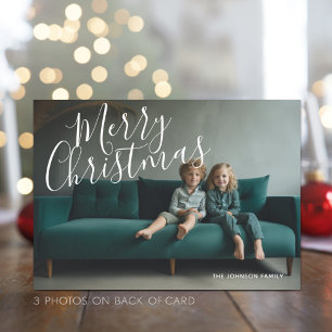 4 Foto (3 på baksidan) God jul Kalligrafi Julkort