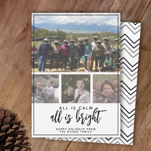 4 Foto - allt är Lugn Svartvit jul Julkort