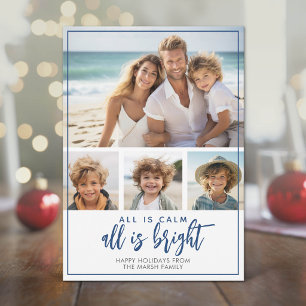 4 Foto - Allt är lugnt Ljust - Mörkblå jul Julkort