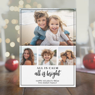 4 Foto - Allt är lugnt ljust svart vitt jul Julkort