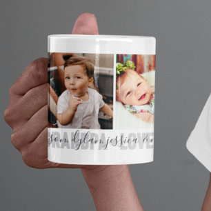 4-Foto Älskar Dig Morfar Farfar Barnbarnens Namn Kaffemugg