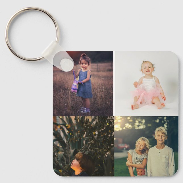 4 Foto Anpassningsbar Personlig Collage Nyckelring (Framsida)