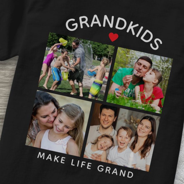 4 Foto Barnbarn Gör Livet Underbart Farfar/Farmor  T Shirt (Skapare uppladdad)