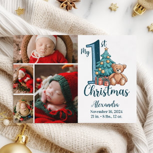 4 Foto Blå Teddy Baby 1:a julen