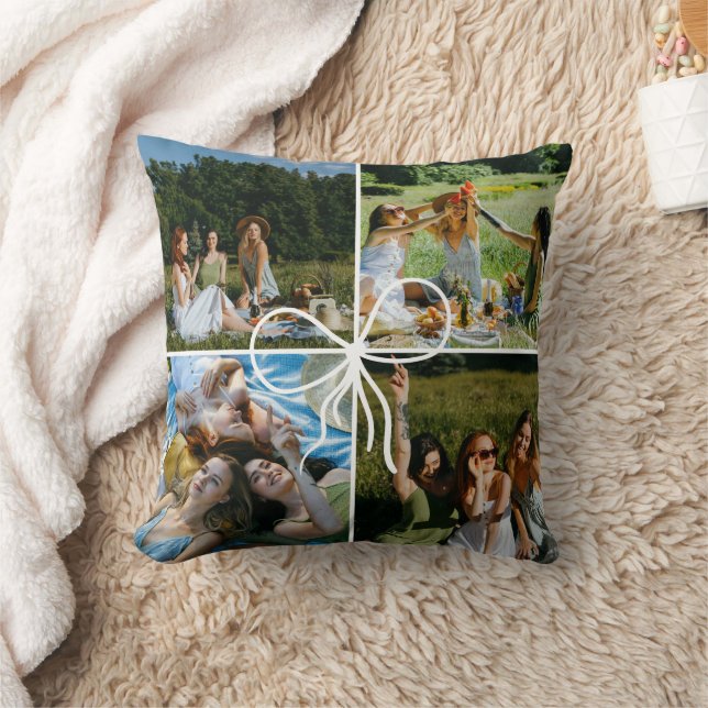 4 Foto Bow Wrap Julpresent Bästa Vänner Kudde (Filt)