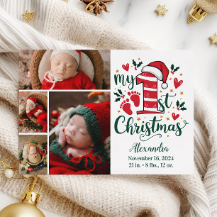 4 Foto Candy cane Baby 1:a jul Julkort