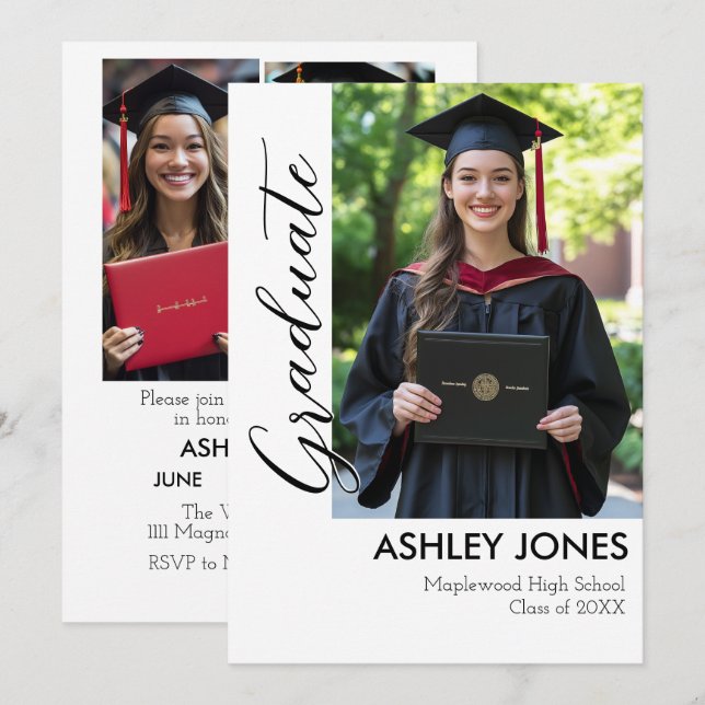 4-foto collage examensinbjudan inbjudningar (Fram/baksida)