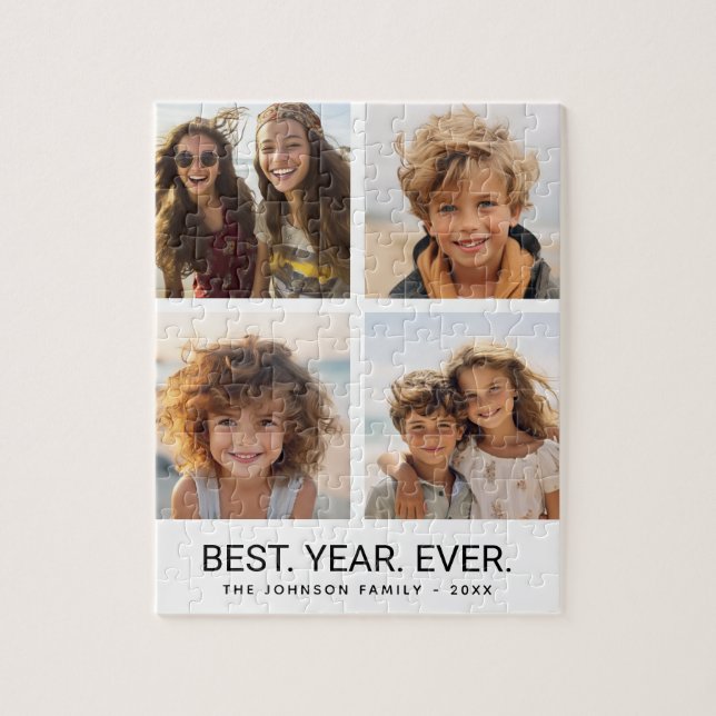 4 Foto Collage Minimalistisk - Bästa året någonsin Pussel (Vertikal)