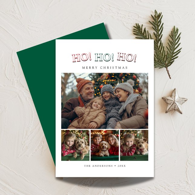 4 Foto Collage Roligt Ho Ho Ho Jul Julkort (Skapare uppladdad)