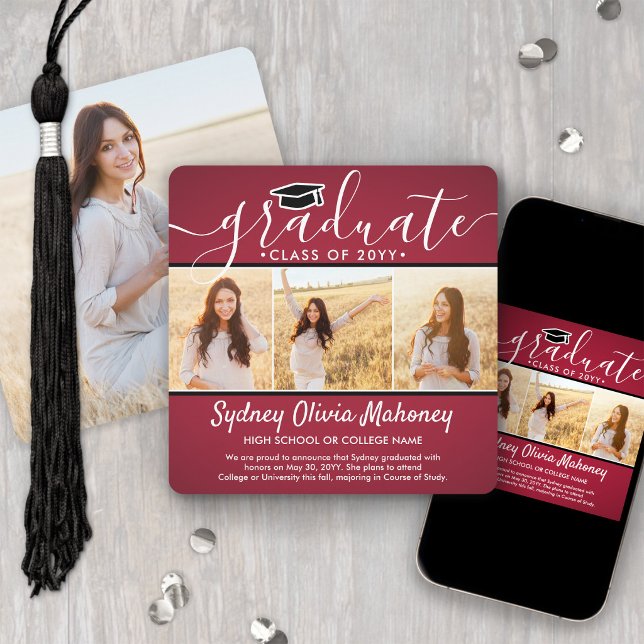 4 Foto Examen Kollage Modern Röd Vit Svart Meddelande (Skapare uppladdad)