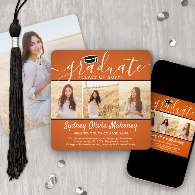 4 Foto Examens Collage Modern Orange Svart Meddelande (Skapare uppladdad)