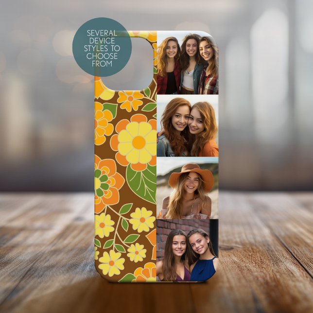 4 Foto Filmremsa Skriptnamn Funky Blommor (Personalized Phone Cover with Photos)