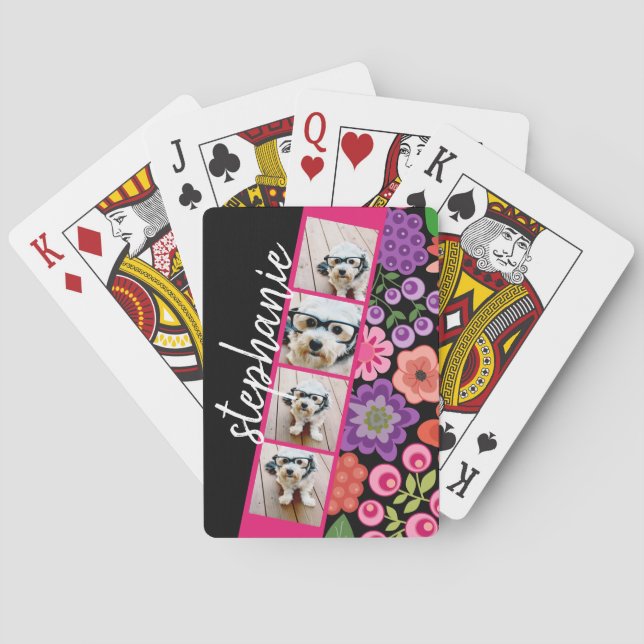 4 Foto Filmremsa - Skriptnamn Funky blommor Casinokort (Baksidan)