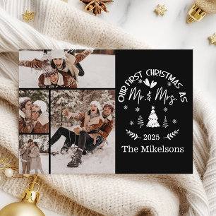 4 Foto Första jul som Mr & Mrs. Julkort