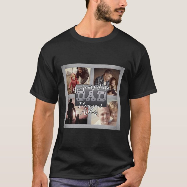 4 Foto - Glad fars dag Metal Tema  T Shirt (Framsida)