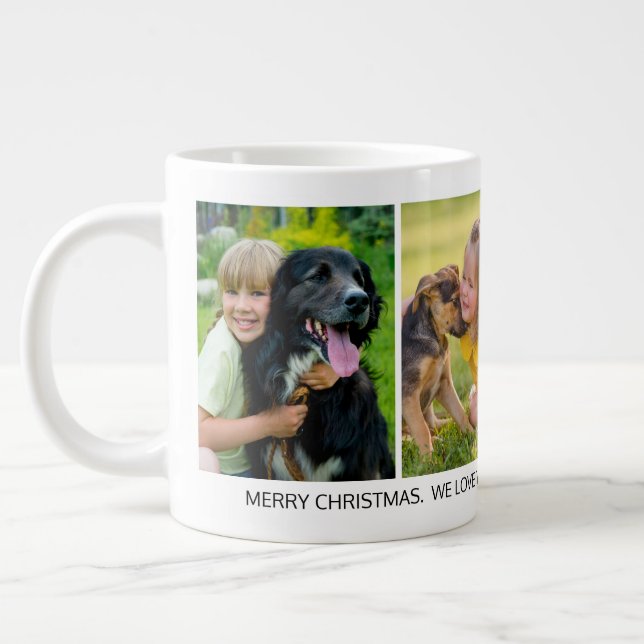 4 Foto God Jul Mormor/Morfar Barnbarn  Jumbo Mugg (Vänster)