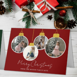 4 foto God Jul-pynt Fotokort Tack Kort