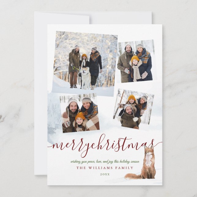 4 Foto God Jul Vinterräv Julkort (Framsida)