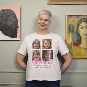 4 Foto Grandma Kärlek Anpassningsbar T Shirt