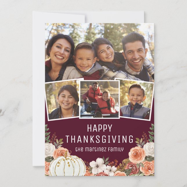 4 Foto Happy thanksgiving Julkort (Framsida)