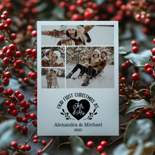 4 Foto Heart Första jul som Mr & Mrs. Julkort