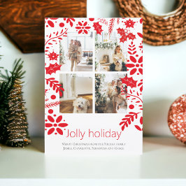 4 Foto Jolly Holiday Nordic Blomma Jul Kort