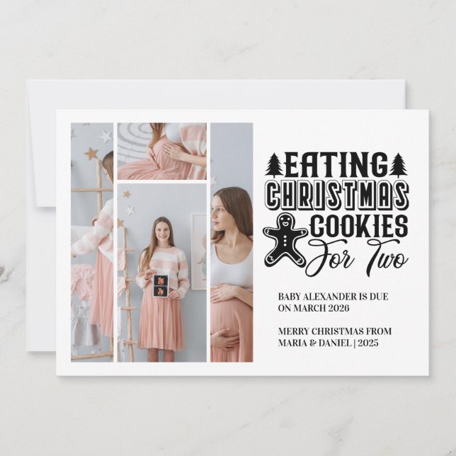 4 Foto Julcookies för 2 Graviditet  Julkort (Framsida)