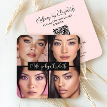 4 Foto Makeup Rödpuder Rosa Skrift Svart QR-kod