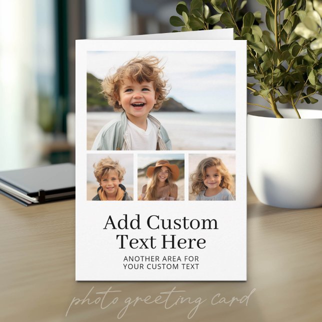4 Foto Mall med 2 Textrader Modern Kort (Photo Greeting Card)