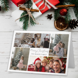 4 Foto Modern Julkort för Familjen Tack Kort