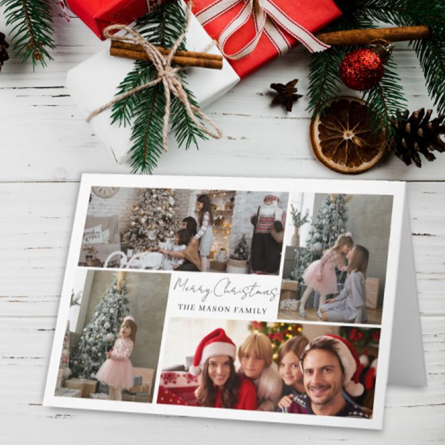 4 Foto Modern Julkort för Familjen Tack Kort (Skapare uppladdad)