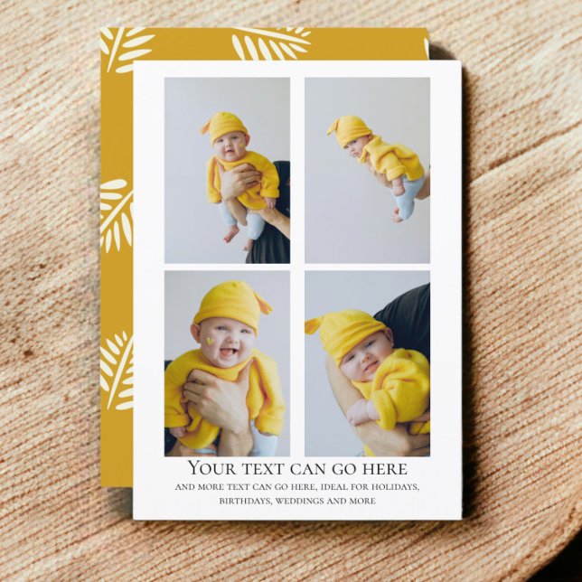 4 Foto och blad mönster bakgrundsmall Kort (4 Photo and leaf pattern back template flat cards from Ricaso. Make your own for many occasions)