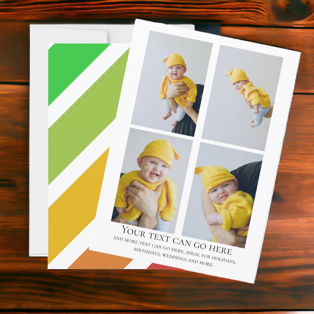 4 Foto och borttagen mall (4 Photo and stripped back template flat card, ideal for birthdays, Christmas & more from Ricaso)