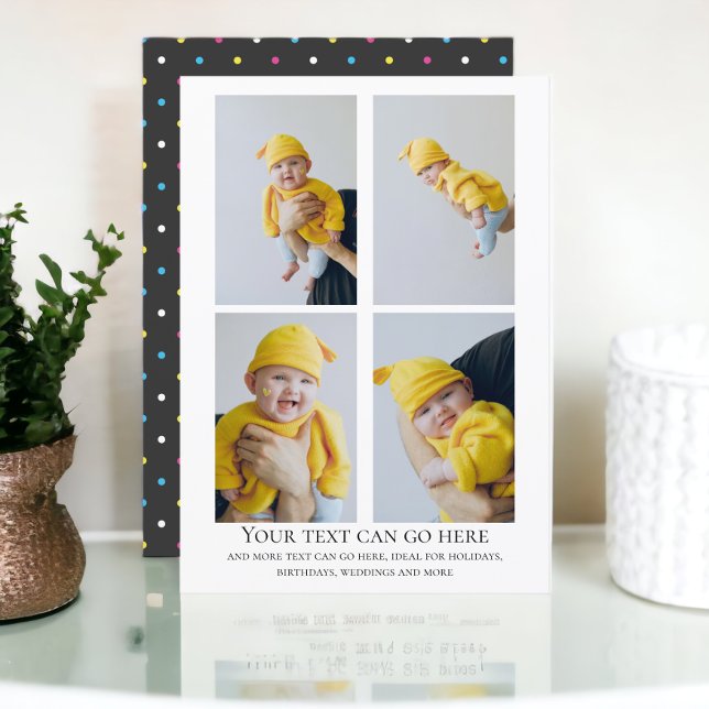 4 Foto- och punkt-punktmall Kort (4 Photo and spotty dot back template from Ricaso. Perfect for birthdays, weddings, holidays and more)
