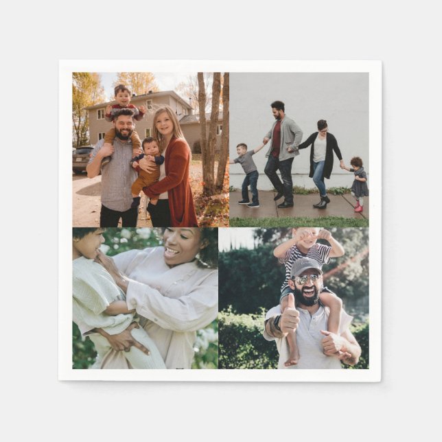 4 Foto Personlig Anpassningsbar Collage Pappersservett (Framsidan)