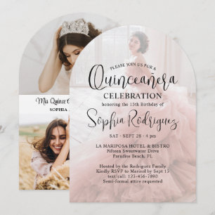 4 Foto Quinceañera Modern Overlay 15:e födelsedage Inbjudningar