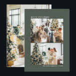 4 Foto Skrivmaskin Minimalistisk Salggrön Jul Julkort<br><div class="desc">Minimalistisk 4 Foto (3 fotosammanställning på framsidan,  1 foto på baksidan) Skrivmaskin Typografi God Jul Semesterkort i Salggrön</div>
