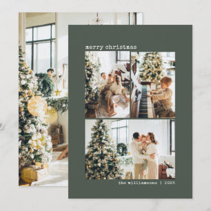 4 Foto Skrivmaskin Minimalistisk Sälggrön Jul Julkort