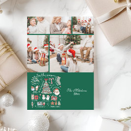 4 Foto Tis the Season Retro Grönt jul Julkort