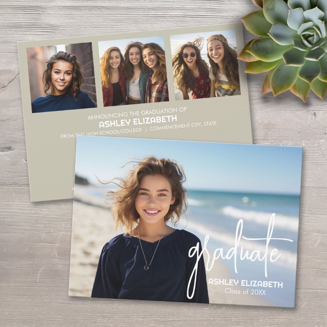 4 Foto Trendig Modern Studenten Inbjudningar (Custom Graduation Announcement)