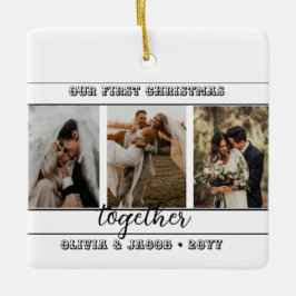4 Foto vår första julklapp tillsammans Faux Marble Julgransprydnad Keramik